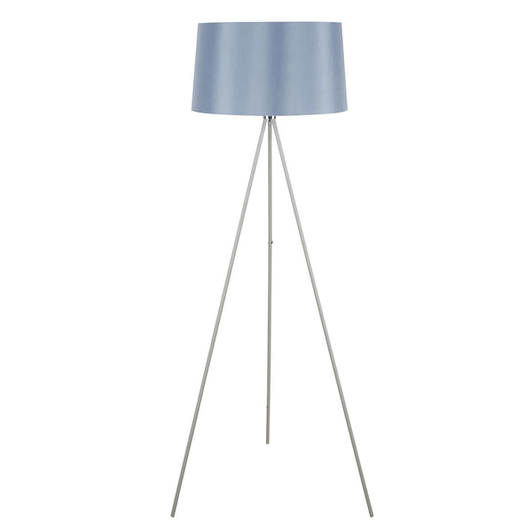 Lampada da Terra Treppiede in Metallo con Paralume in Lino Grigio Ø48x156 cm sconto
