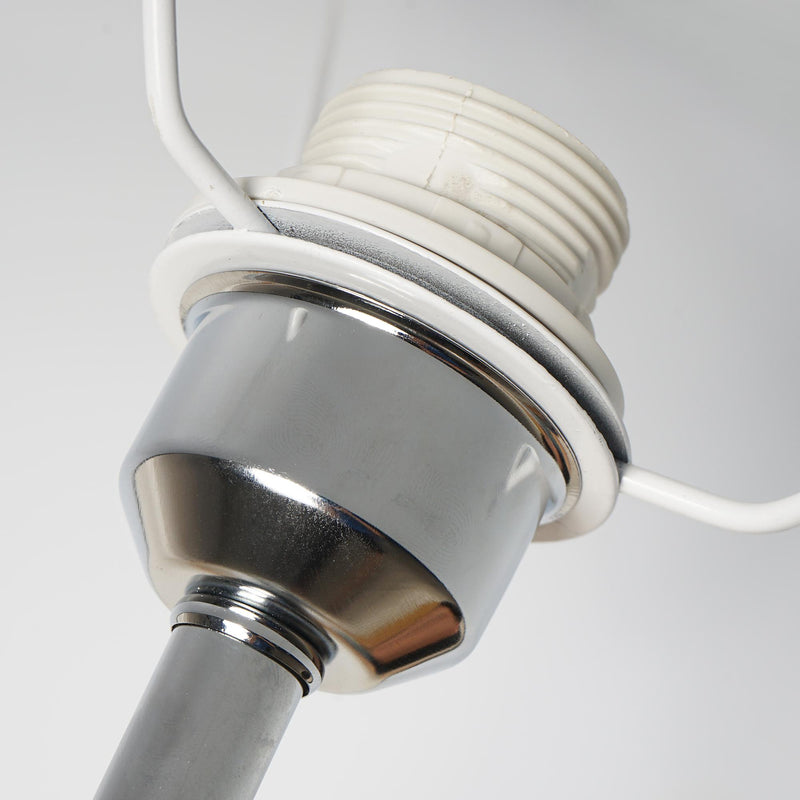 Lampada da Terra Treppiede in Metallo con Paralume in Lino Grigio Ø48x156 cm 