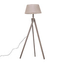 Lampada da Terra Tripode in Legno con Paralume in Lino Beige 146 cm 