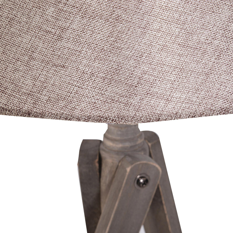 Lampada da Terra Tripode in Legno con Paralume in Lino Beige 146 cm 