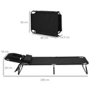 Lettino Sdraio con Apertura per Viso Pieghevole in Tessuto Oxford Nero 190x56x28 cm 