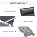 Lettino Prendisole Relax Pieghevole Telaio in Metallo Grigio 137x63.5x100.5 cm 