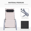 Lettino Chaise Longue da Giardino da Giardino Poltrona Relax Reclinabile in Alluminio 170x64x80 cm 