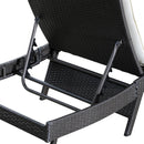 Lettino Chaise Longue da Giardino in Rattan Sintetico con Cuscino Caffè Scuro 