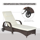 Lettino da Giardino Prendisole Relax in Rattan Sintetico Marrone 