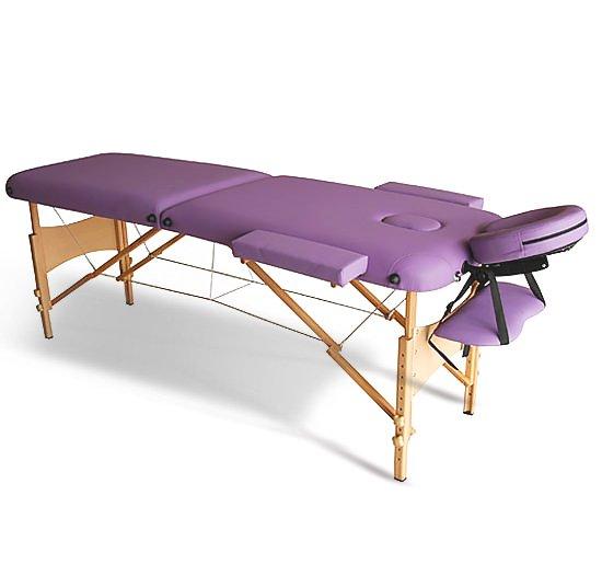 Lettino da Massaggio Fisioterapia Pieghevole con 2 Zone Viola 182x60 cm 