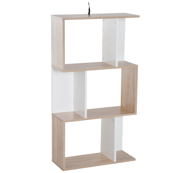 acquista Libreria da Parete Moderna con 3 Ripiani Legno Naturale e Bianco 60x24x111.4 cm