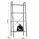 Libreria Scaffale a Scala 4 Ripiani Stile Industrial in Acciaio Nero,60x35x145 cm 