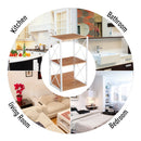 Libreria Scaffale 3 Ripiani con Struttura in Acciaio Bianco e Ripiani in Legno 40x35x72.5 cm 