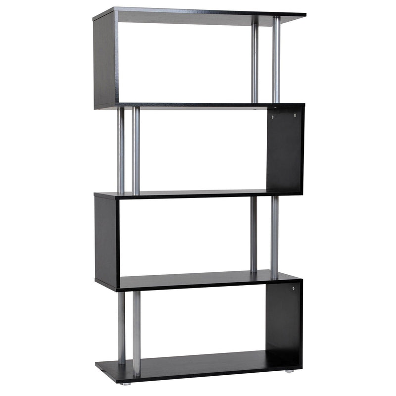 Libreria in Legno a Parete Mobili Ufficio Scaffale Nero 80x30x145 cm 