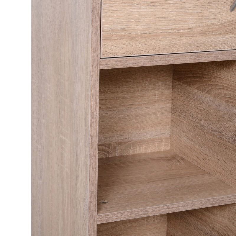Libreria Scaffale in Legno a 3 Ripiani con 4 Scompartimenti e 2 ante Legno Naturale 61.5x29.5x80 cm 