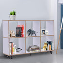Libreria a 6 Scomparti Aperti con Rotelle in Legno Bianco 120x30x80 cm 