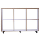 Libreria a 6 Scomparti Aperti con Rotelle in Legno Bianco 120x30x80 cm 