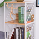 Libreria Scaffale 5 Ripiani con Struttura in Acciaio Bianco e Ripiani in Legno 40x35x143.5 cm 