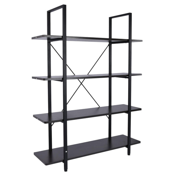 sconto Libreria Scaffale a 4 ripiani aperti stile industriale in acciaio Nero 105x33.8x138 cm