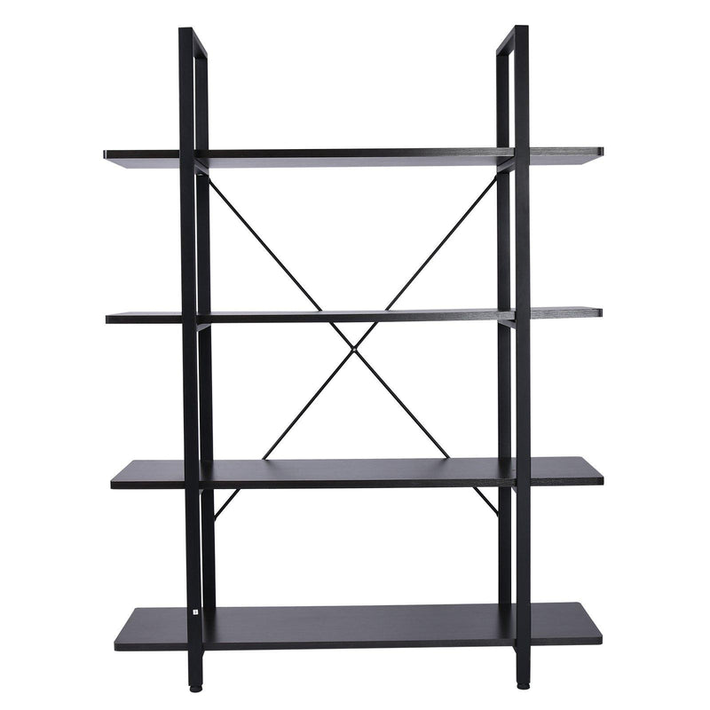 Libreria Scaffale a 4 ripiani aperti stile industriale in acciaio Nero 105x33.8x138 cm 