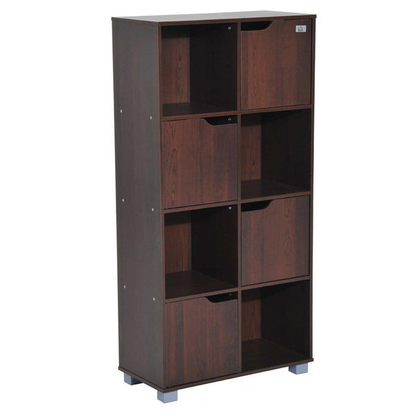 prezzo Libreria Design Moderno 8 Vani con 4 Ante in Legno Marrone Scuro 60x30x122 cm