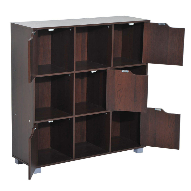 Libreria in Legno da Terra con 9 Scompartimenti Marrone 89.5x30x93 cm 