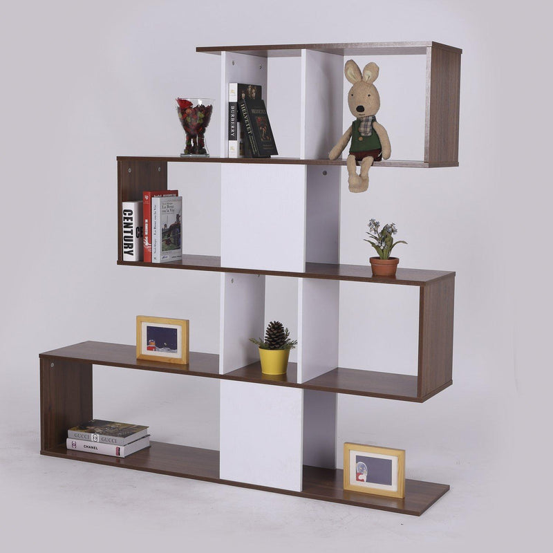 Libreria di Design Moderna Mobili Ufficio Scaffale Bianco e Noce 144x30x125 cm 