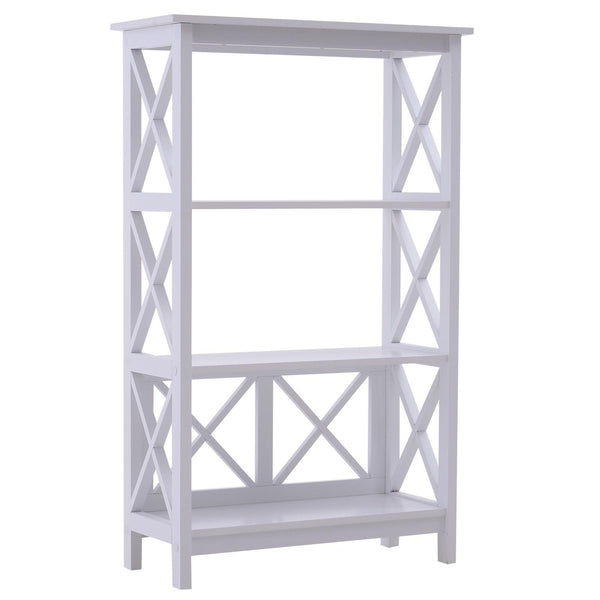 acquista Libreria Scaffale da Parete a 3 Ripiani in Legno Bianco 70x30x113 cm
