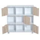 Libreria Scaffale con 9 Scompartimenti Bianco e Rovere 89.5x30x93 cm 