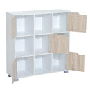 Libreria Scaffale con 9 Scompartimenti Bianco e Rovere 89.5x30x93 cm 