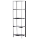 Libreria Scaffale 5 Ripiani in Metallo Nero 51x36x175 cm 