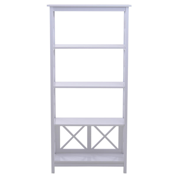 prezzo Libreria Scaffale da Parete a 4 Ripiani in Legno Bianco 70x30x145.3 cm