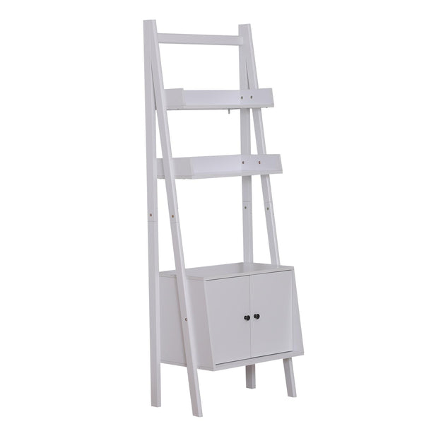 Libreria Scaffale a Scala con Mensole in Legno Bianco 65x40x180 cm sconto