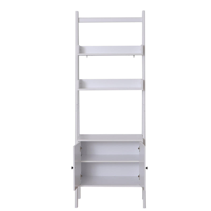 Libreria Scaffale a Scala con Mensole in Legno Bianco 65x40x180 cm 