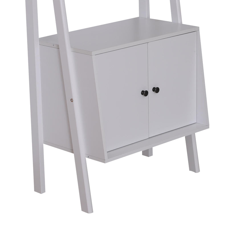 Libreria Scaffale a Scala con Mensole in Legno Bianco 65x40x180 cm 