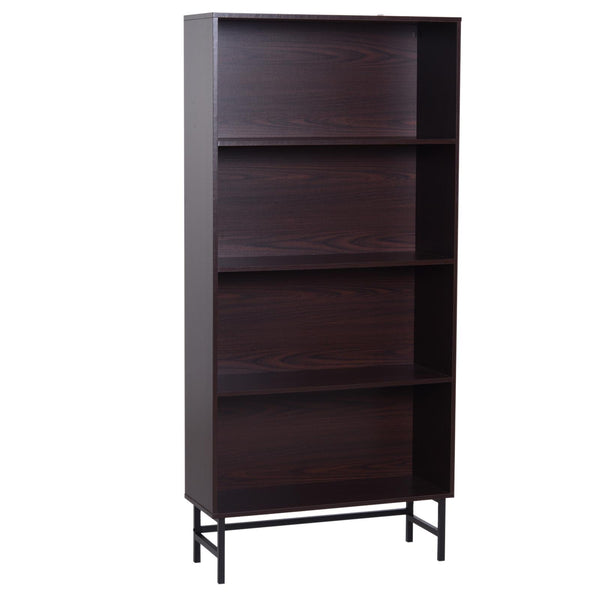 Libreria 4 Ripiani con Struttura in Acciaio Caffè Scuro 80x29.5x180 cm prezzo