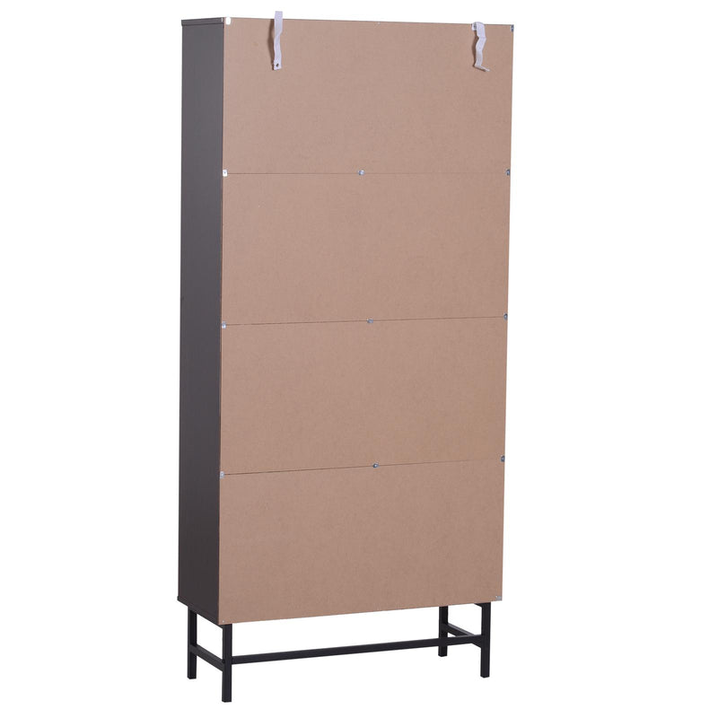 Libreria 4 Ripiani con Struttura in Acciaio Caffè Scuro 80x29.5x180 cm 