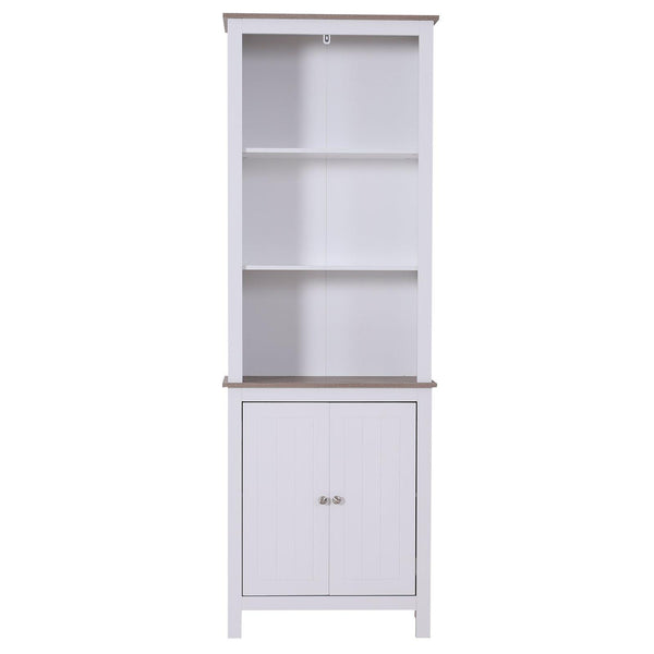 sconto Libreria in Legno con 3 Ripiani e Ante Bianco 60x30x175 cm