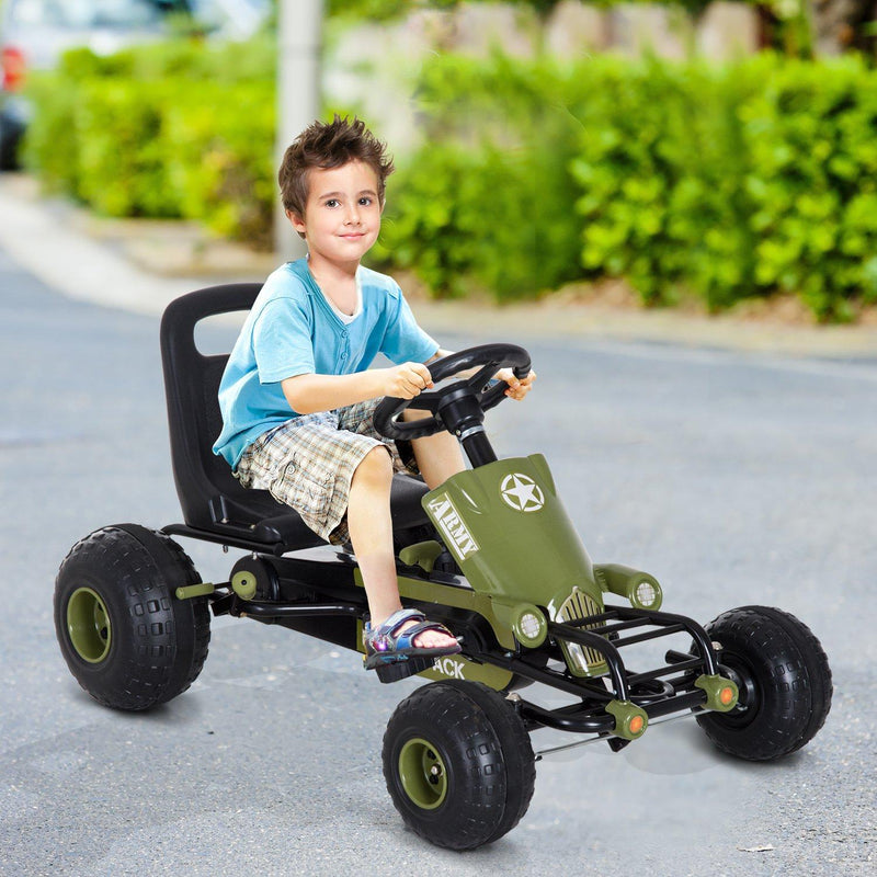 Go-Kart a Pedali per Bambini Verde e Nero 