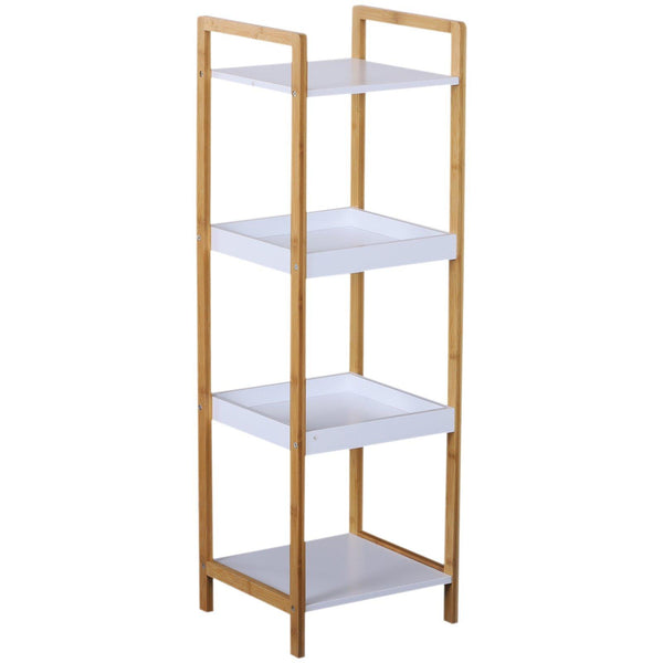 Scaffale Portaoggetti in Legno 32x30x100 cm Naturale e Bianco sconto