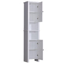 Mobile a Colonna da Bagno Salvaspazio 6 Ripiani Legno Bianco 40x30x170 cm 