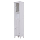 Mobile a Colonna da Bagno Salvaspazio con Specchio in Legno Bianco 40x30x170 cm 