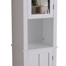 Mobile a Colonna da Bagno Salvaspazio con Specchio in Legno Bianco 40x30x170 cm 