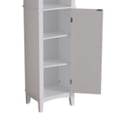 Mobile a Colonna da Bagno Salvaspazio con Specchio in Legno Bianco 40x30x170 cm 