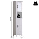 Mobile a Colonna da Bagno Salvaspazio con Specchio in Legno Bianco 40x30x170 cm 