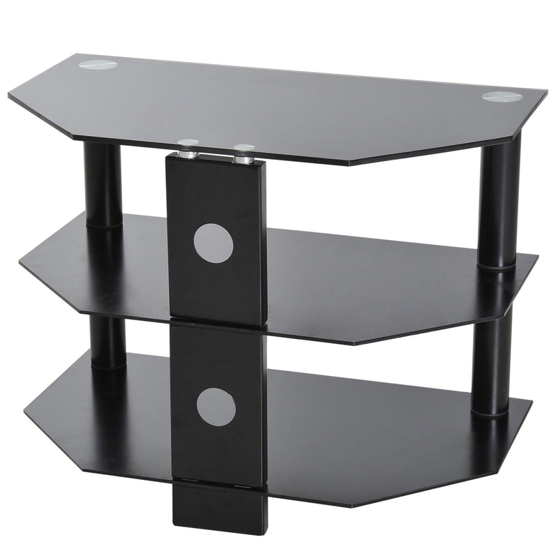 Mobile TV con 3 ripiani in Vetro Temperato Nero 65x38x50 cm 