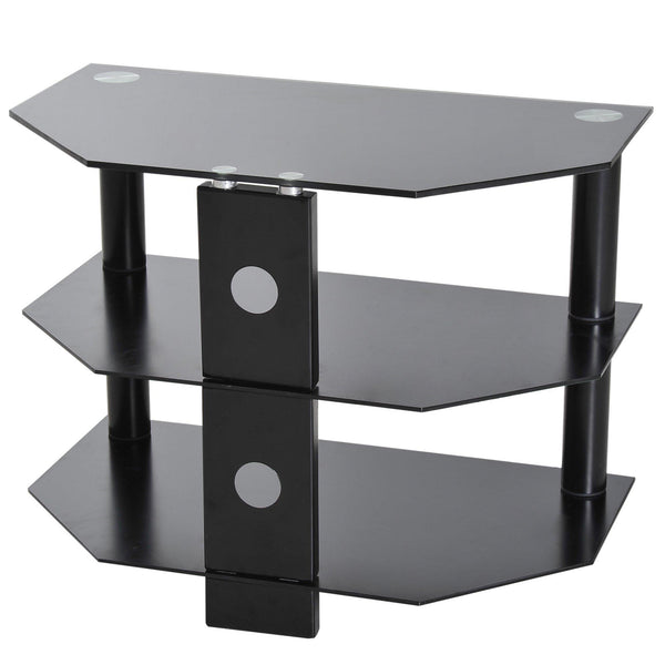 Mobile TV con 3 ripiani in Vetro Temperato Nero 65x38x50 cm online