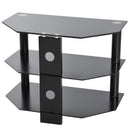 Mobile TV con 3 ripiani in Vetro Temperato Nero 65x38x50 cm 