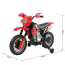 Moto Cross Elettrica per Bambini 6V con Rotelle Rosso 