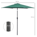 Ombrellone da Giardino Ø2.7x2.35 m Palo Ø38 mm in Alluminio Inclinabile Verde Scuro 