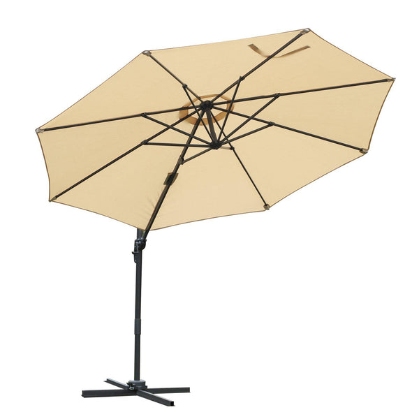 sconto Ombrellone Decentrato da Giardino in Alluminio Ø2.95x2.5m 360° Beige