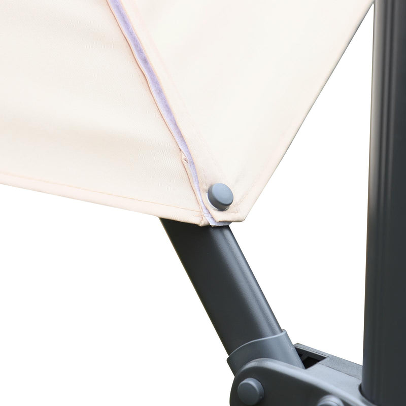 Ombrellone Decentrato da Giardino in Alluminio Ø2.95x2.5m 360° Beige 