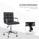Sedia da Ufficio Operativa Girevole con Braccioli in Similpelle Nero 