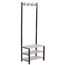 Panchina Appendiabiti con Ganci e Ripiani Scarpiera in Legno e Acciaio 60x40x175 cm 